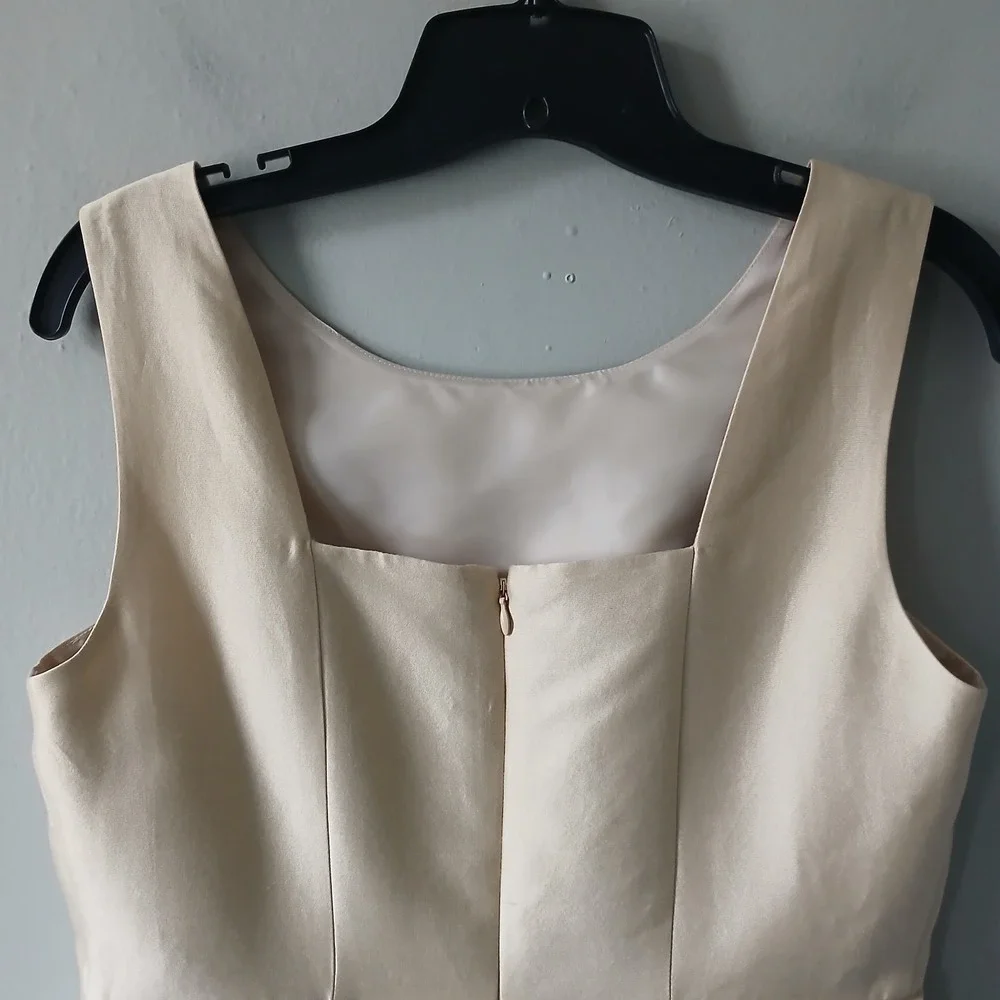 Talbots Women's Size 8P Gold Silk Cotton Midi A-line Dress Satin Lined NWT $199!